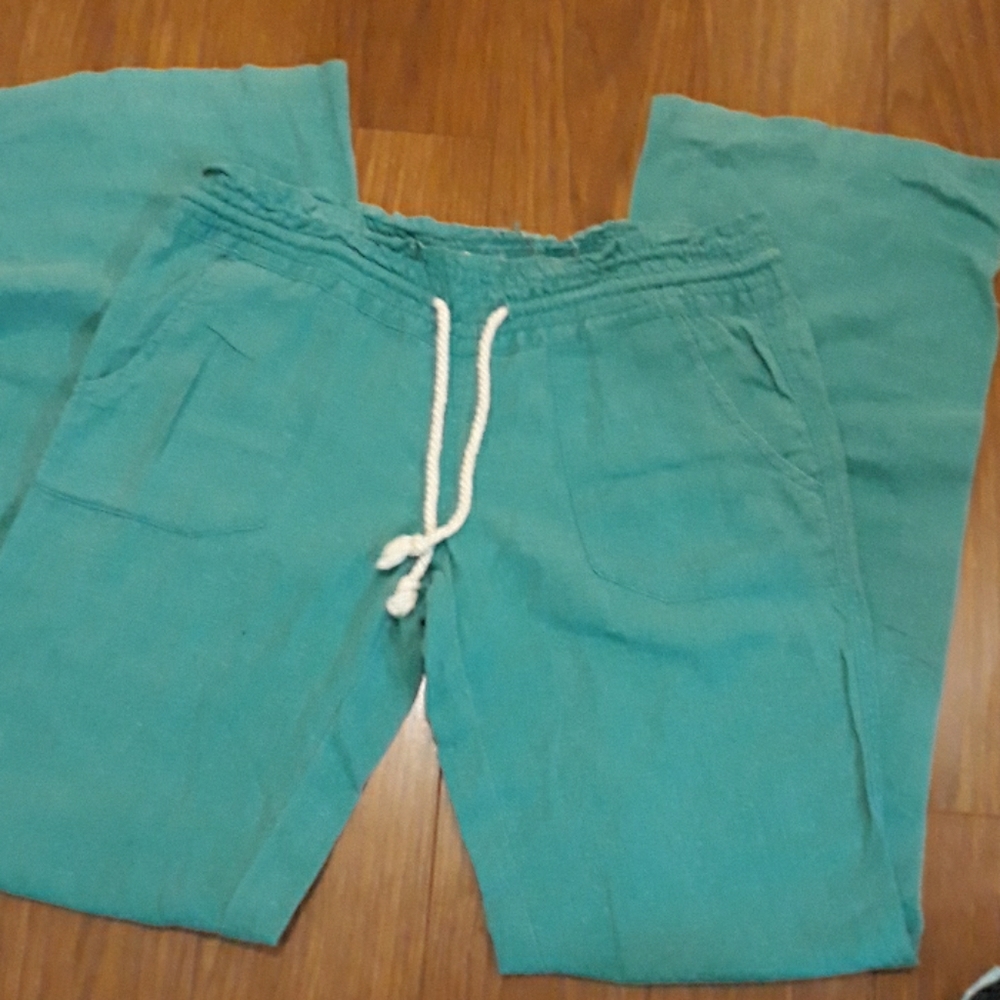 ROXY Teal Boho Linen Pants XS
